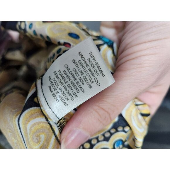 New York & Company Womens Black & Gold Paisley Sleeveless Blouse With Tie Neck S - Picture 6 of 6